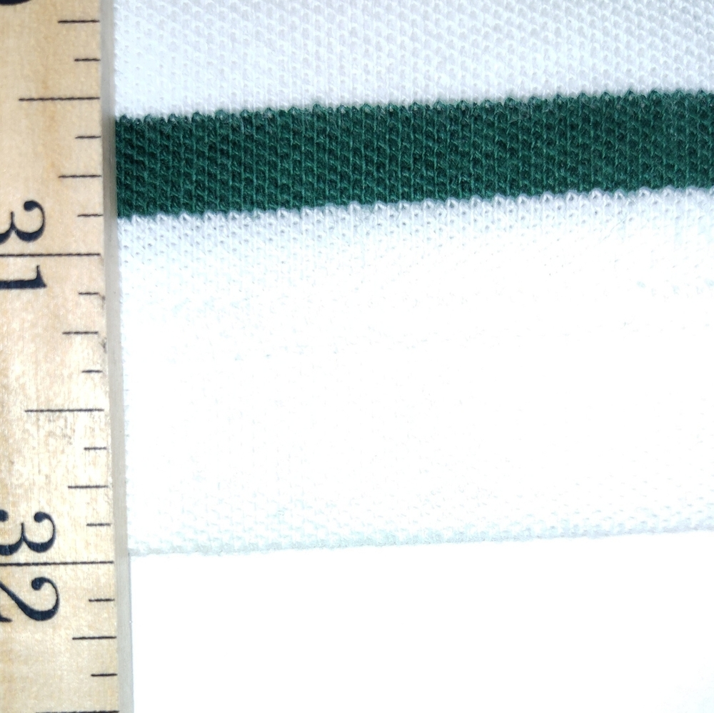 Tommy Hilfiger Men's White/Green Striped Long Sleeve Polo Shirt. - Picture 8 of 10